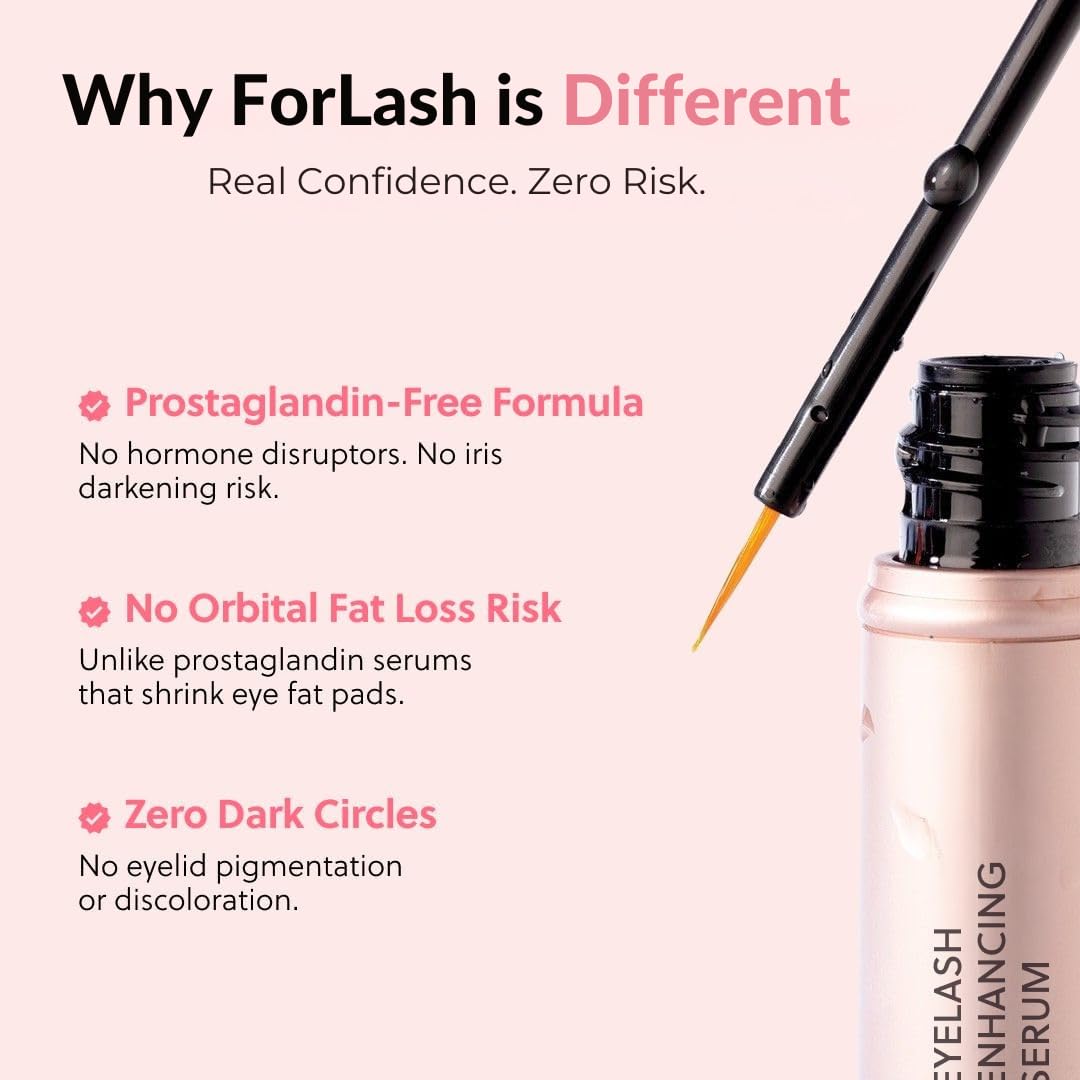 ForChics Eyelash Growth Serum - Lash & Brow Enhancer - Prostaglandin-Free Vegan Hormone-Free 3ml - New