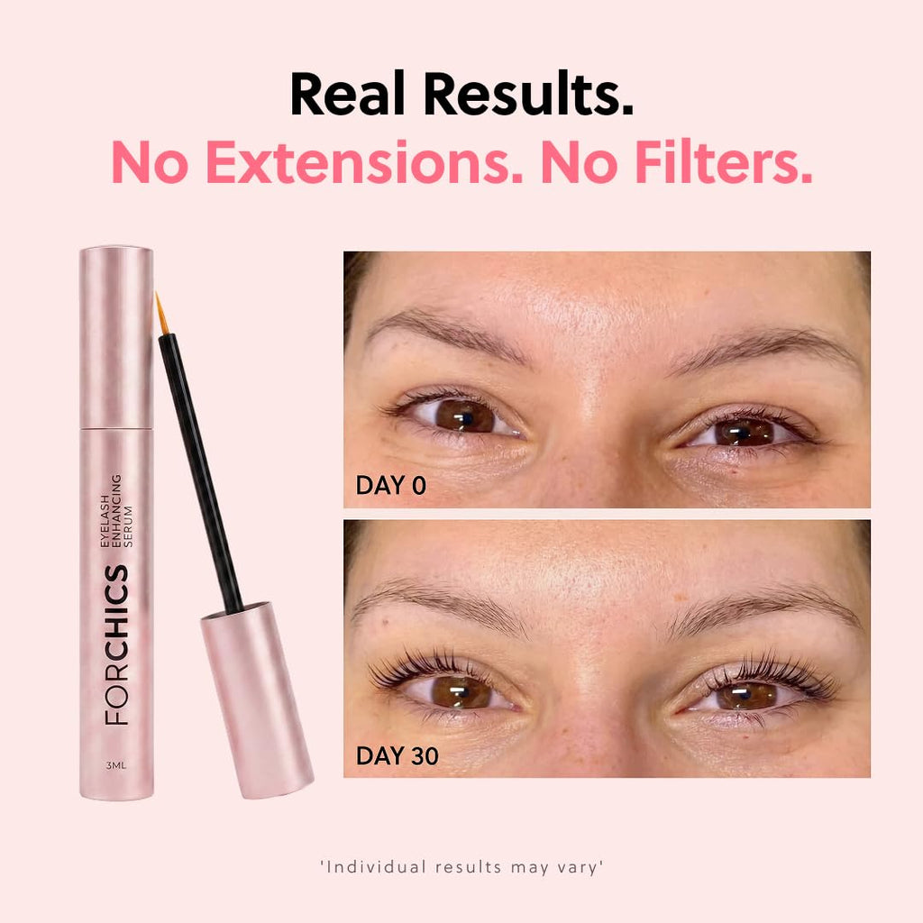 ForChics Eyelash Growth Serum - Lash & Brow Enhancer - Prostaglandin-Free Vegan Hormone-Free 3ml - New