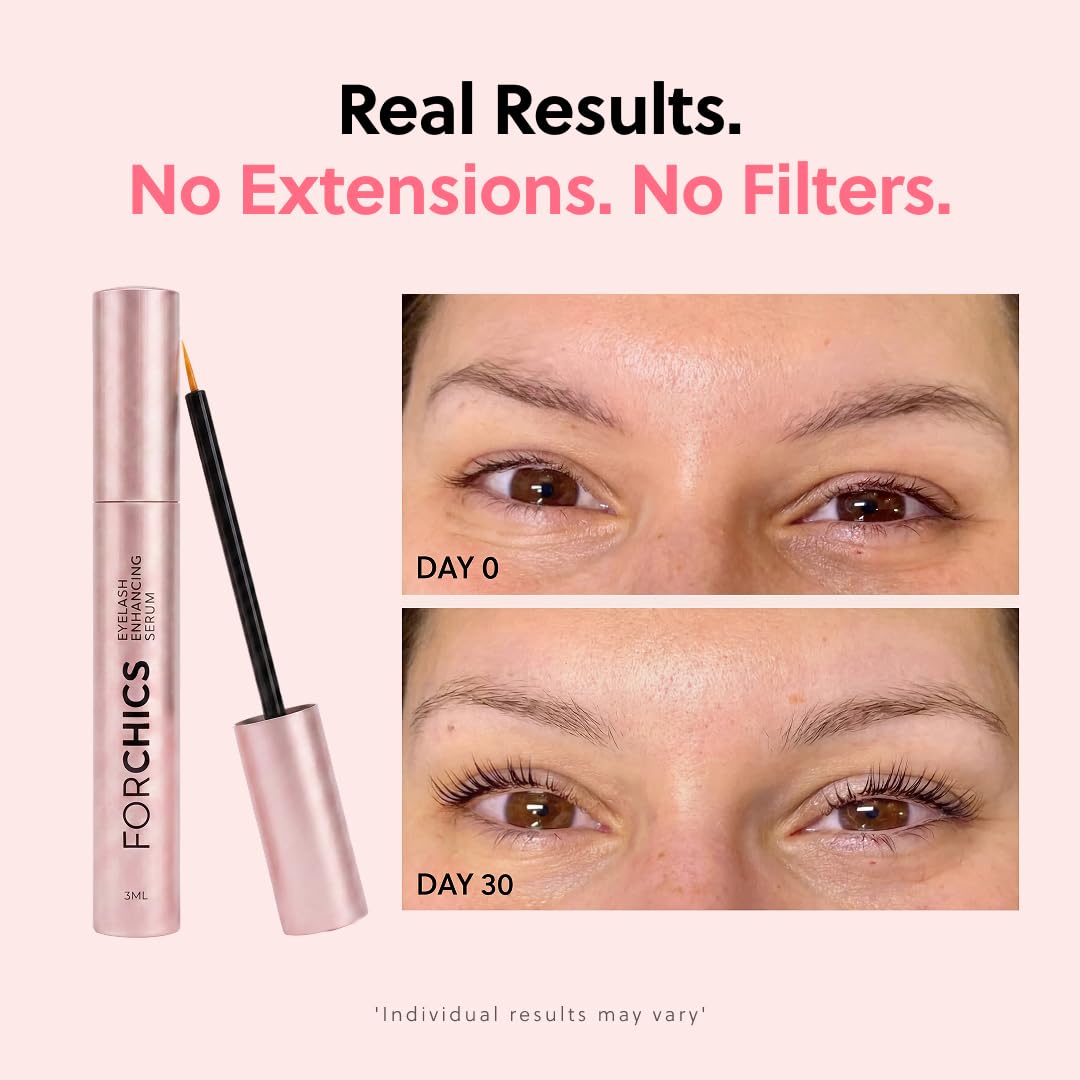 ForChics Eyelash Growth Serum - Lash & Brow Enhancer - Prostaglandin-Free Vegan Hormone-Free 3ml - New