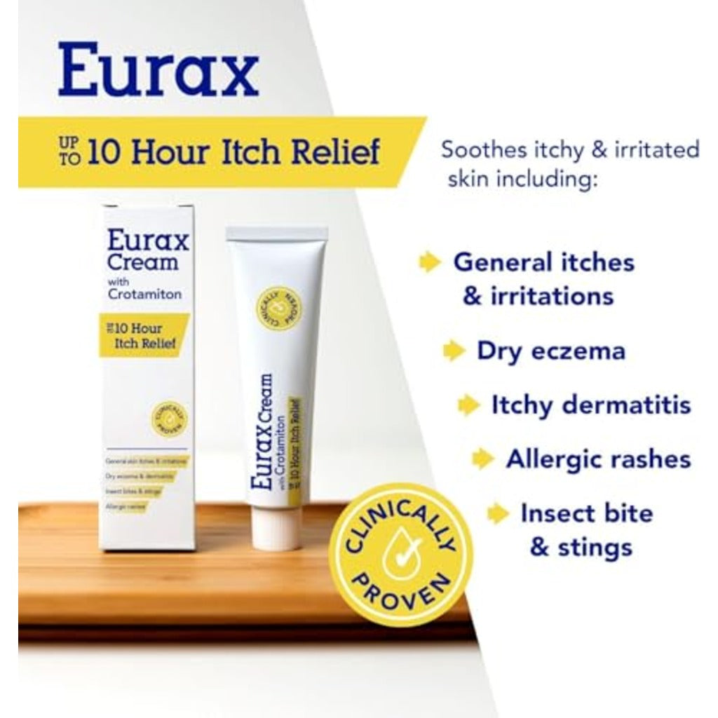 Eurax Itch Relief Cream - Crotamiton for Itchy Irritated Skin - 100g Tube - Damaged Box - BBE 03/2028