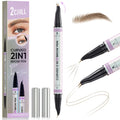 2CHILL Curved Eyebrow Pencil - 2 in 1 Waterproof Eye Brow Pen - Microblading Effect - 02 Brown - Damaged Box