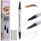 2CHILL Curved Eyebrow Pencil - 2 in 1 Waterproof Eye Brow Pen - Microblading Effect - 02 Brown - Damaged Box