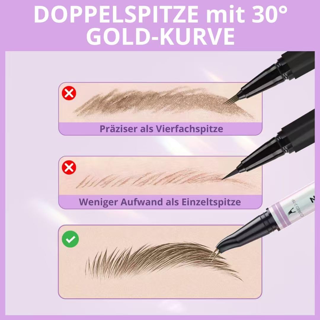 2CHILL Curved Eyebrow Pencil - 2 in 1 Waterproof Eye Brow Pen - Microblading Effect - 02 Brown - Damaged Box