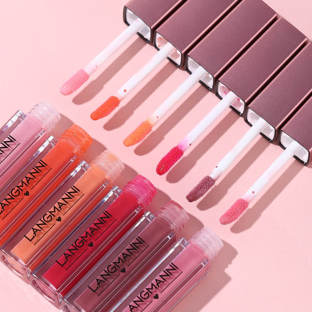 LANGMANNI 12Pcs Lip Gloss Collection Set - Glossy Lip Makeup Kit - Assorted Shades - Damaged Box
