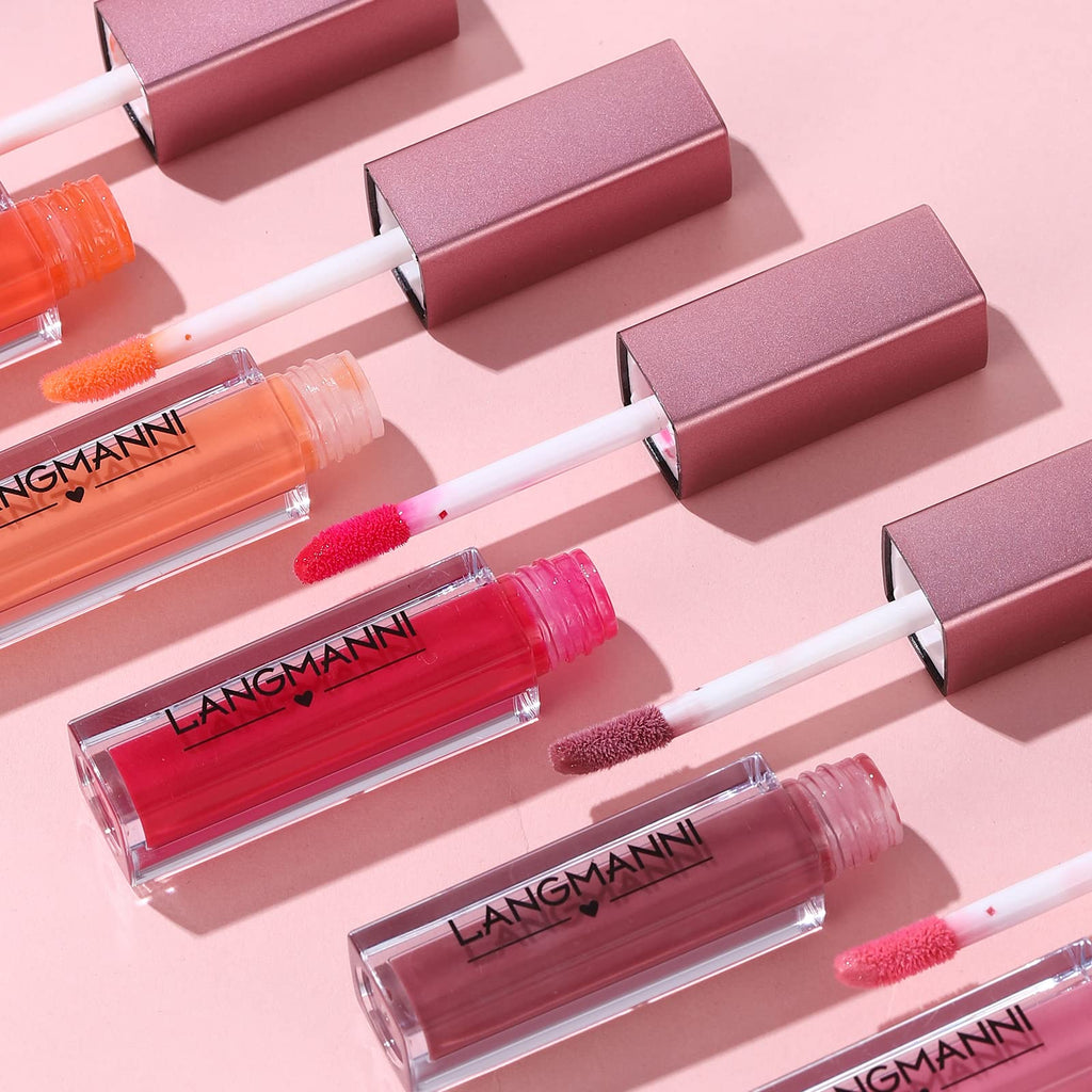 LANGMANNI 12Pcs Lip Gloss Collection Set - Glossy Lip Makeup Kit - Assorted Shades - Damaged Box