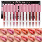 LANGMANNI 12Pcs Lip Gloss Collection Set - Glossy Lip Makeup Kit - Assorted Shades - Damaged Box