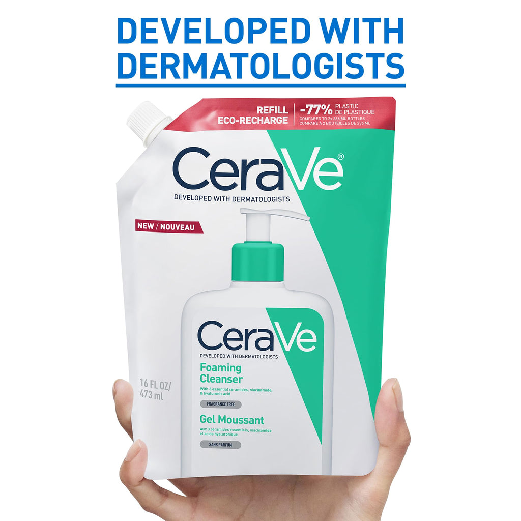 CeraVe Foaming Cleanser Refill - Face Wash for Normal to Oily Skin - 473ml - Daily Facial Cleanser - New