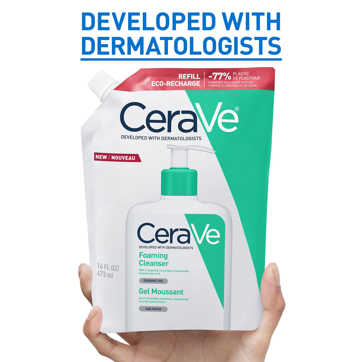 CeraVe Foaming Cleanser Refill - Face Wash for Normal to Oily Skin - 473ml - Daily Facial Cleanser - New