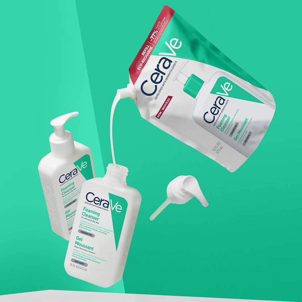 CeraVe Foaming Cleanser Refill - Face Wash for Normal to Oily Skin - 473ml - Daily Facial Cleanser - New