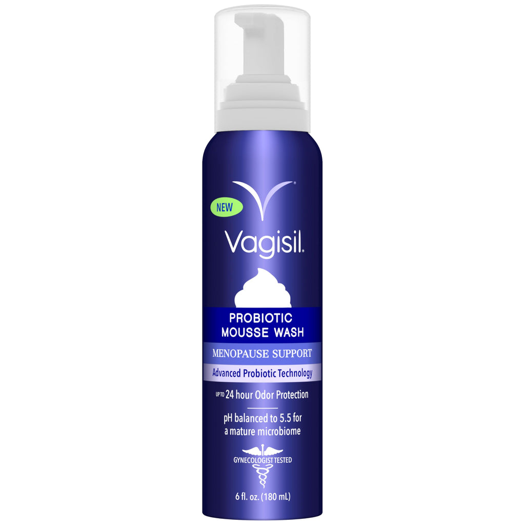 Vagisil Menopause Probiotic Mousse Wash - 24 Hour Odour Protection - 180ml Intimate Hygiene - Damaged Box