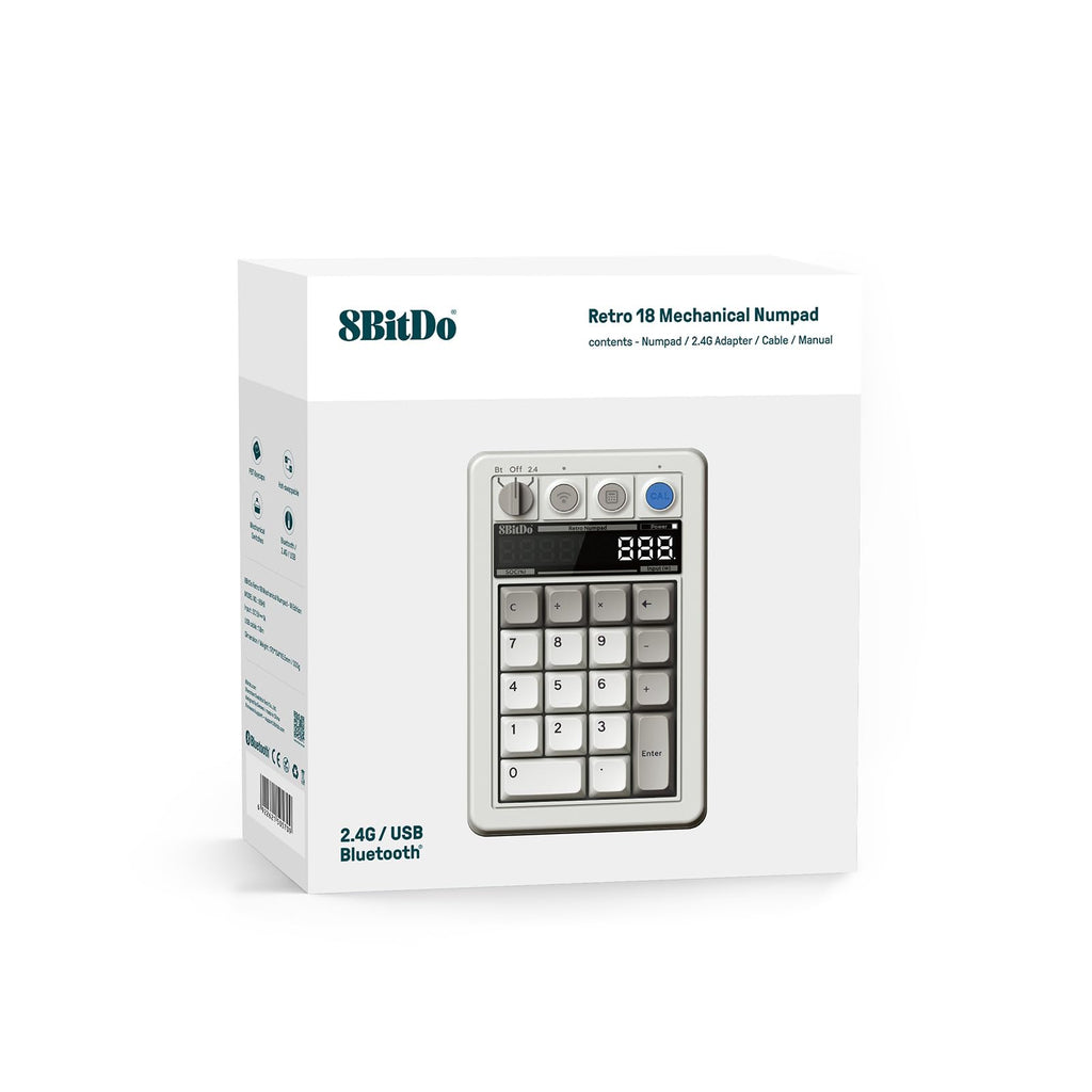 8Bitdo Retro 18 Mechanical Numpad - M Edition - Bluetooth 2.4G Wired - Calculator Mode - Windows Android - Like New