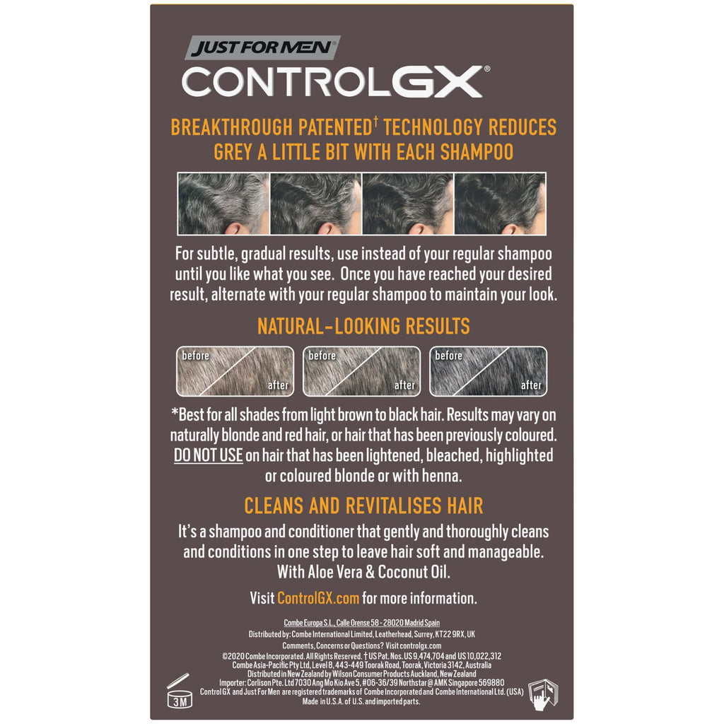 Just For Men Control GX Grey Reducing 2-in-1 Shampoo & Conditioner - 118ml Hair Colour Treatment - Damaged Box