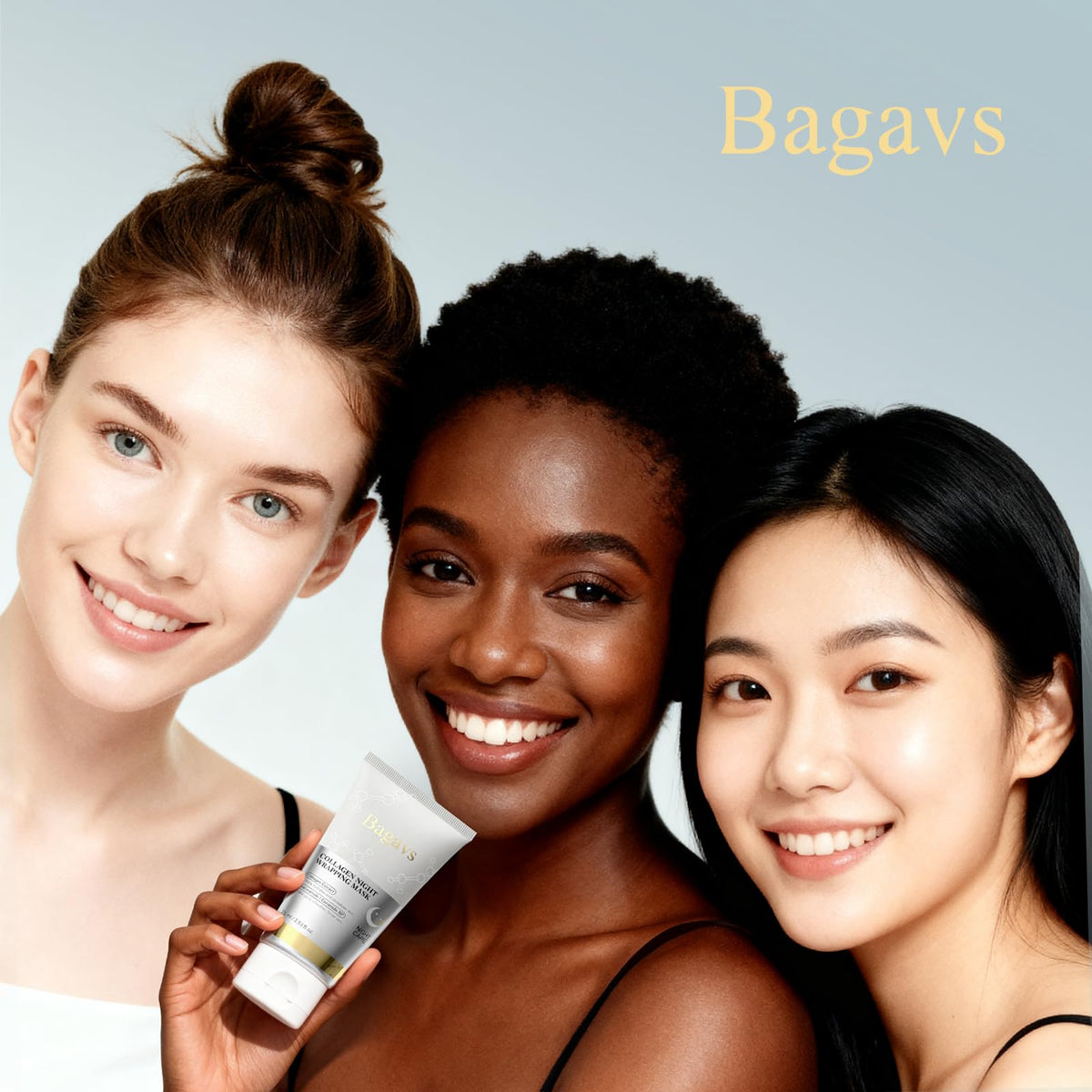 Bagavs Collagen Night Wrapping Mask - Overnight Peel-Off Face Mask - 75ml with Brush - Reduces Fine Lines & Hydrates Skin - Damaged Box