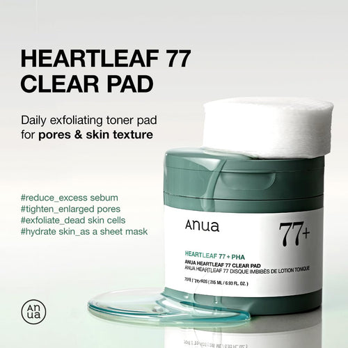 Anua Heartleaf 77 Clear Pad - Soothing Toner Pads - Korean Skincare - 70 Count - Damaged Box - BBE 06/2027