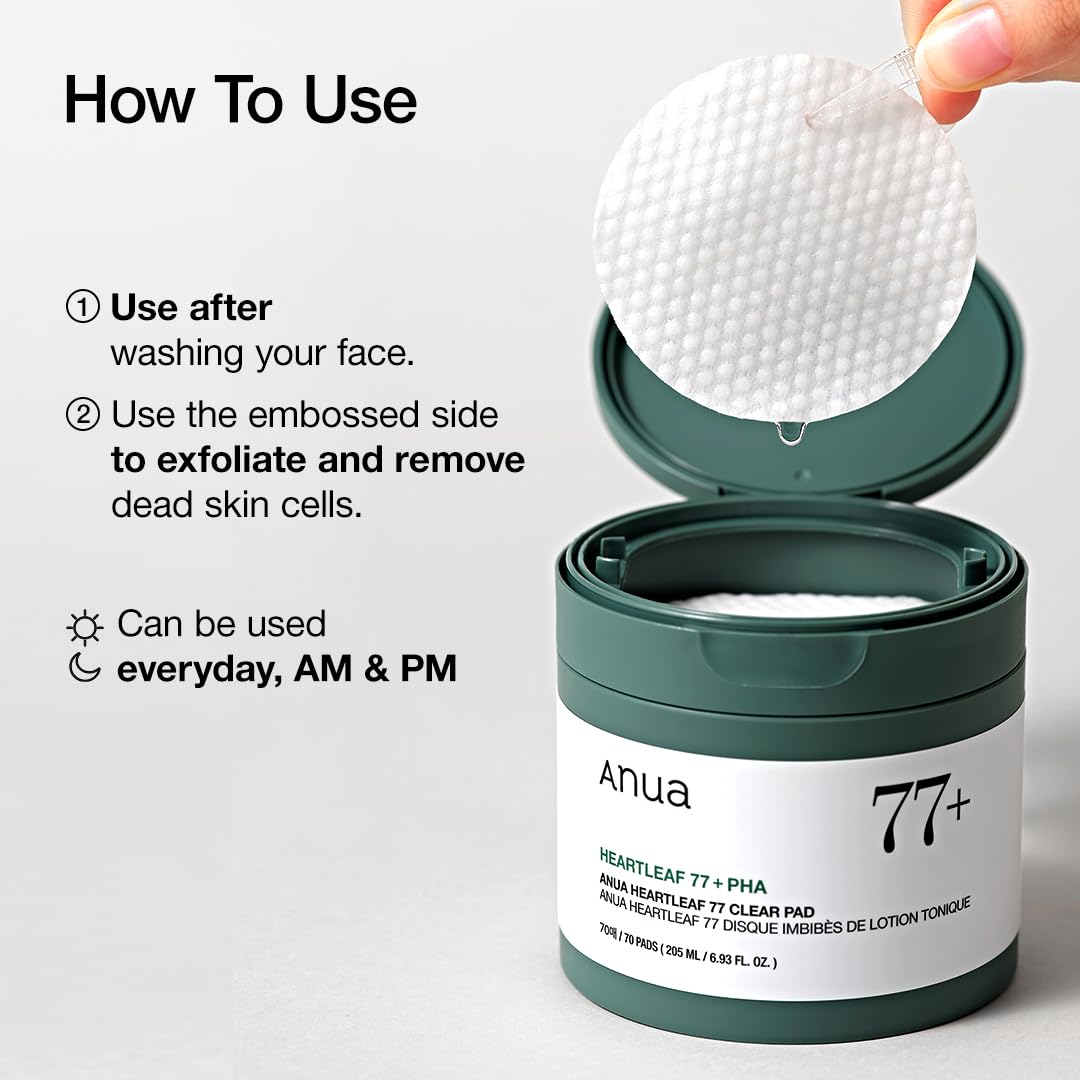 Anua Heartleaf 77 Clear Pad - Soothing Toner Pads - Korean Skincare - 70 Count - Damaged Box - BBE 06/2027
