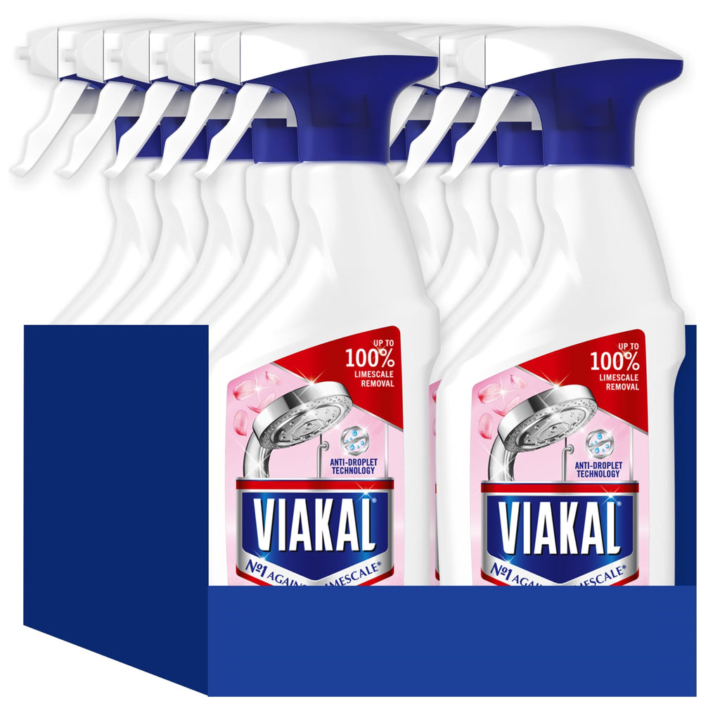 Viakal Limescale Remover Spray - Fresh Spring Rose Scent - 10 x 500ml Multi-Pack - Bathroom Kitchen Cleaner - Like New