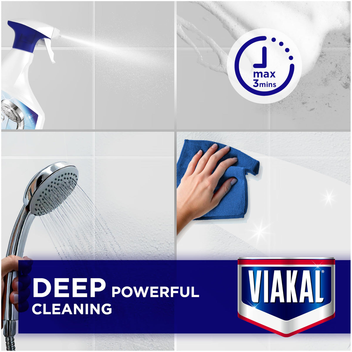 Viakal Limescale Remover Spray - Fresh Spring Rose Scent - 10 x 500ml Multi-Pack - Bathroom Kitchen Cleaner - Like New