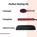 REVLON Ultra Straight & Smooth Styler Set - 200°C Ceramic Plates - Hair Straightener Gift Set with Brush Pouch RVST2176GP - Very Good