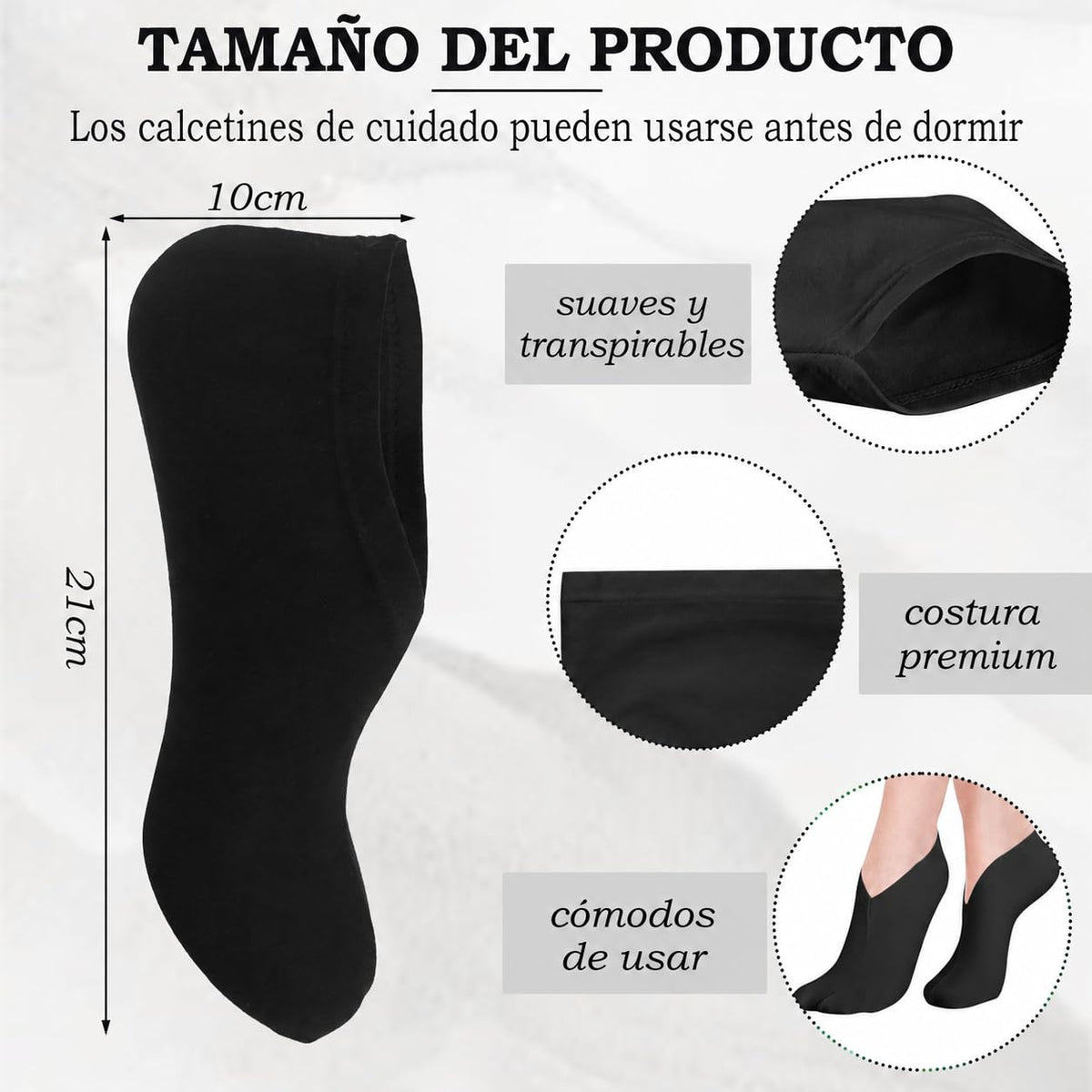 Scettar Moisturizing Spa Socks - 7 Pairs Cotton Overnight for Dry Cracked Feet - Thin Moisture Enhancing Black Foot Socks - New
