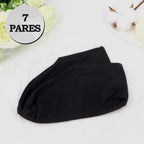 Scettar Moisturizing Spa Socks - 7 Pairs Cotton Overnight for Dry Cracked Feet - Thin Moisture Enhancing Black Foot Socks - New