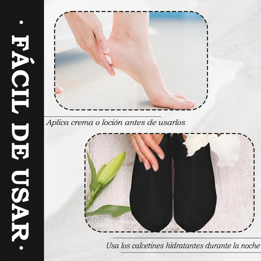 Scettar Moisturizing Spa Socks - 7 Pairs Cotton Overnight for Dry Cracked Feet - Thin Moisture Enhancing Black Foot Socks - New