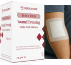 DermaStrip Sterile Adhesive Wound Dressings 8cm x 10cm Cushioned Pads - 50 Pack Individually Wrapped - Damaged Box - BBE 07/2030
