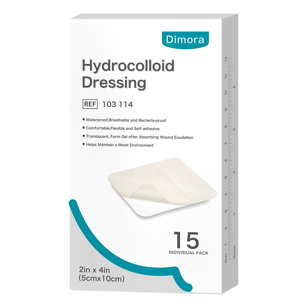 Dimora Hydrocolloid Dressing - 5x10cm Wound Patches for Burns, Cuts, Blisters - Transparent, Flexible, Latex-Free - 15 Pack - New - BBE 08/2028