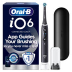 Oral-B iO6 Electric Toothbrush for Adults - 1 Head, 5 Modes, Teeth Whitening, Black Lava, Travel Case - 2 Pin Plug - Damaged Box
