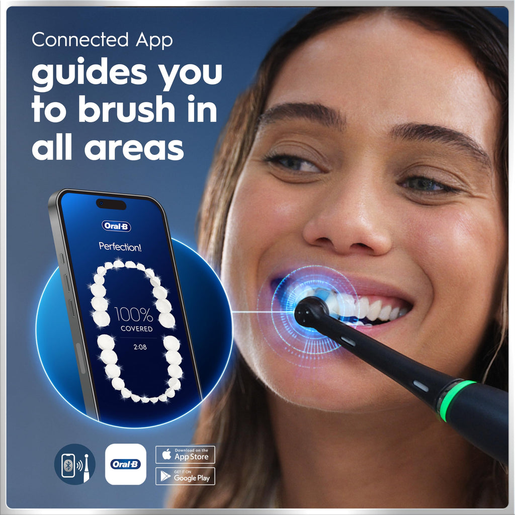 Oral-B iO6 Electric Toothbrush for Adults - 1 Head, 5 Modes, Teeth Whitening, Black Lava, Travel Case - 2 Pin Plug - Damaged Box