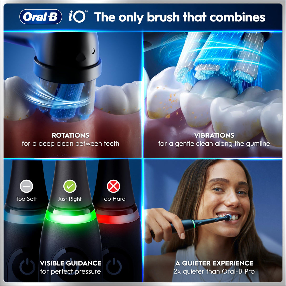 Oral-B iO6 Electric Toothbrush for Adults - 1 Head, 5 Modes, Teeth Whitening, Black Lava, Travel Case - 2 Pin Plug - Damaged Box