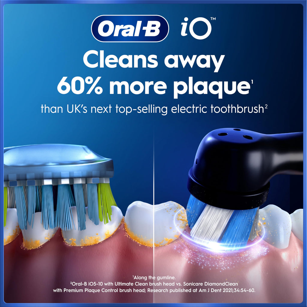 Oral-B iO6 Electric Toothbrush for Adults - 1 Head, 5 Modes, Teeth Whitening, Black Lava, Travel Case - 2 Pin Plug - Damaged Box