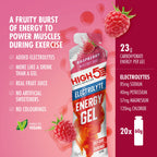 HIGH5 Energy Gel with Electrolytes - Raspberry Flavour - 20 x 60g Sachets - Sports Endurance Fuel - Damaged Box - BBE 03/2027