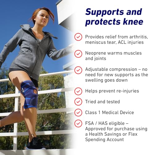 Neo-G Knee Support Open Patella Brace - Adjustable Compression - One Size - Unisex Pain Relief - Damaged Box