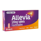 Allevia Hayfever Allergy Tablets 120mg Fexofenadine Antihistamine 30 Count - Damaged Box - BBE 11/2028