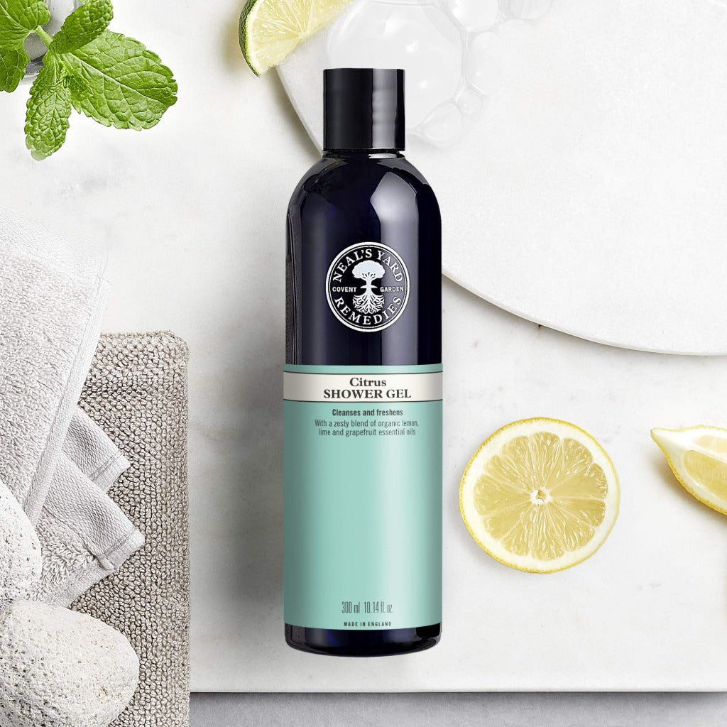 Neal's Yard Remedies Citrus Shower Gel 300ml - Uplifting Zesty Aroma - Natural Organic Body Wash - New