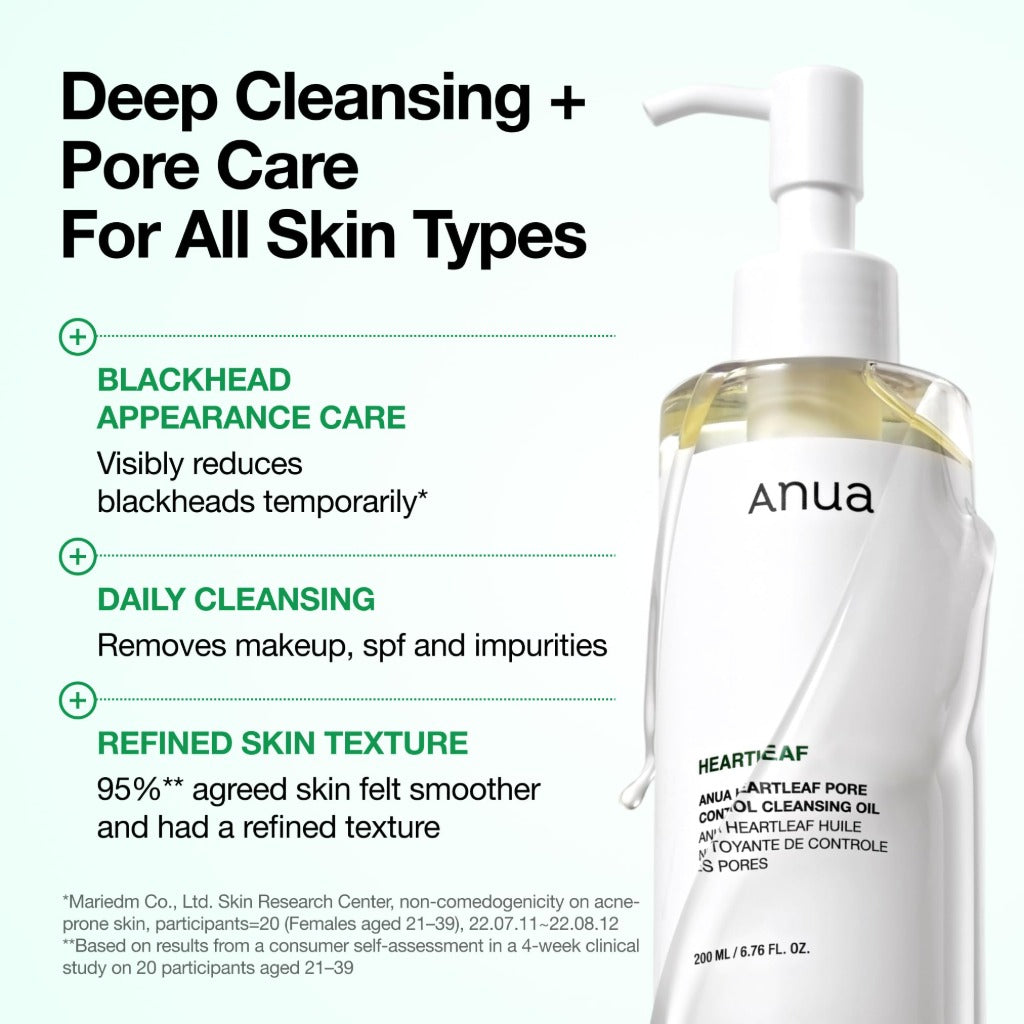 Anua Heartleaf Pore Control Cleansing Oil 200ml - Hydrating Face Makeup Remover Korean Skincare - Damaged Box
