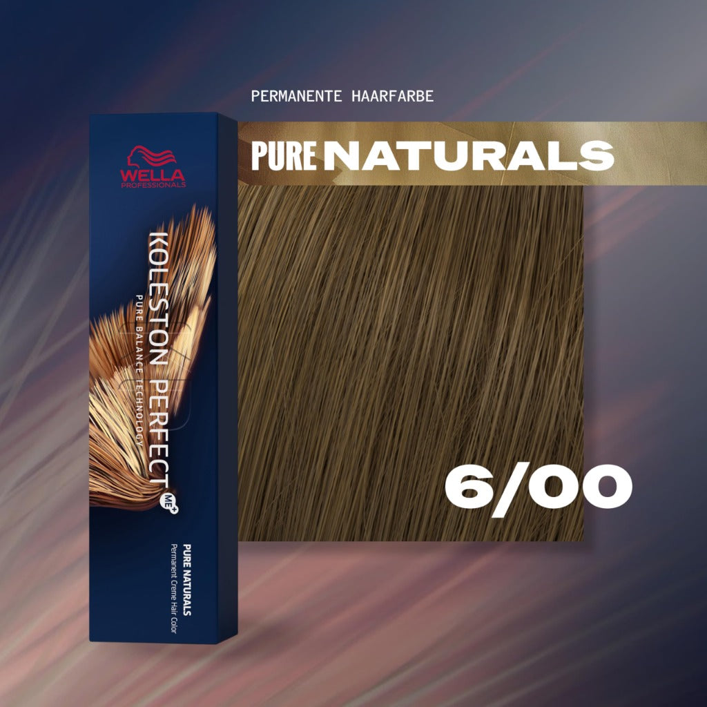 Wella Koleston Perfect Me+ Pure Naturals Permanent Hair Colour Cream - 6/00 Dark Natural Blonde - 60ml - Damaged Box