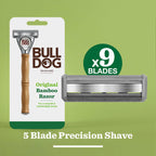 Bulldog Skincare Original Bamboo Razor Multipack - 9 Blade Refills - Smooth Glide Handle for Men - Damaged Box