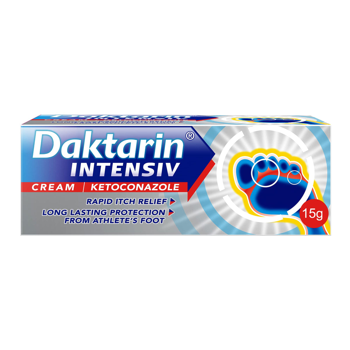 Daktarin Intensiv Athlete's Foot Cream 15g - Fungal Infection Treatment Miconazole Nitrate - Damaged Box - BBE 03/2028