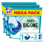 Fairy Non Bio PODS Washing Liquid Laundry Detergent Capsules - 69 Washes (3x23) - Sensitive Skin - 2X Stain Removal - Damaged Box
