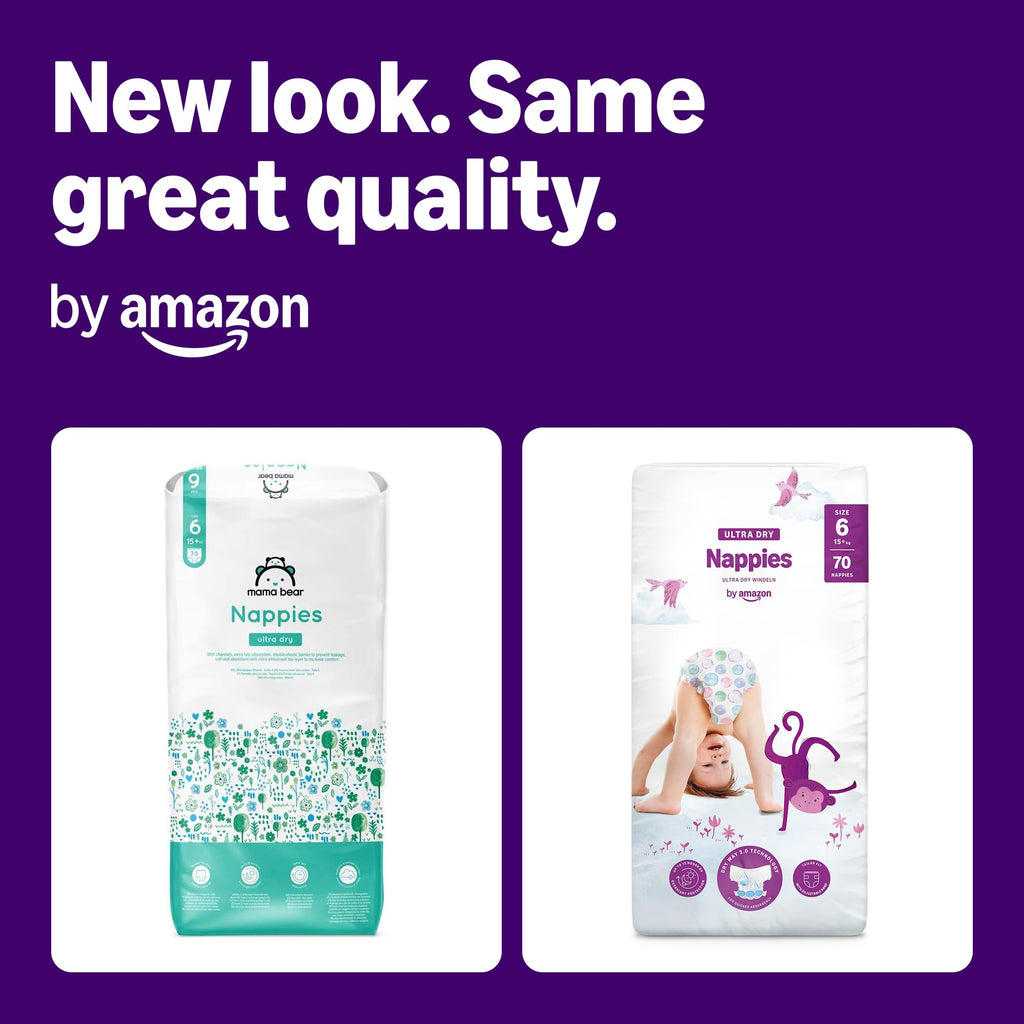 Amazon Ultra Dry Nappies Size 6 - 15+ kg - 140 Count - Baby Diapers Bulk Pack - New