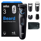 Braun Series 3 Beard Trimmer for Men BT3565 - 6-in-1 Grooming Kit - 40 Precision Lengths - Cordless Black/Blue - Damaged Box
