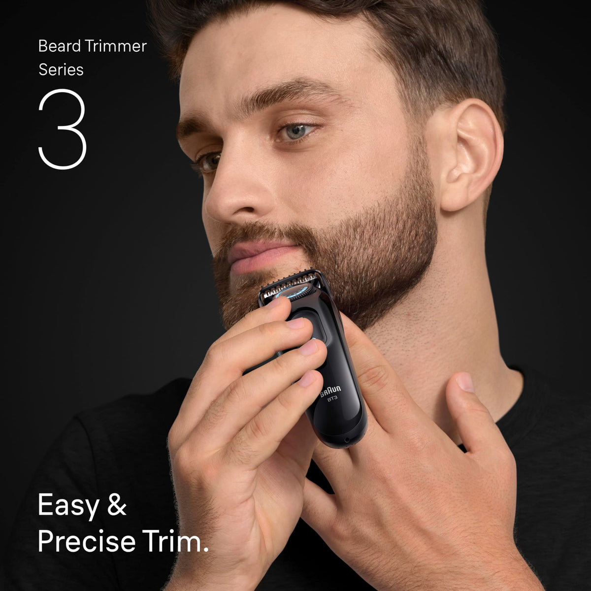 Braun Series 3 Beard Trimmer for Men BT3565 - 6-in-1 Grooming Kit - 40 Precision Lengths - Cordless Black/Blue - Damaged Box