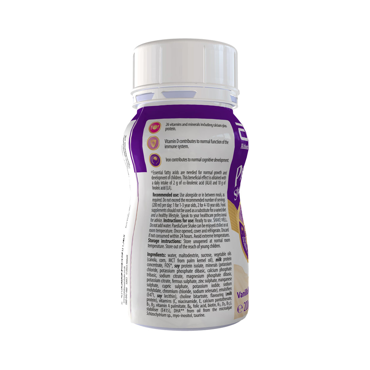 PaediaSure Shake Vanilla Flavour 4 x 200ml - Protein & Vitamin D Drink Supplement - New - BBE 07/2027
