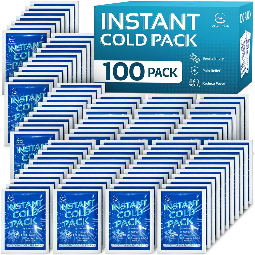 Instant Cold Pack - 100 Packs Disposable Ice Packs for Injuries, Pain Relief, Swelling, First Aid - 6x4.5in Cold Compress - Damaged Box