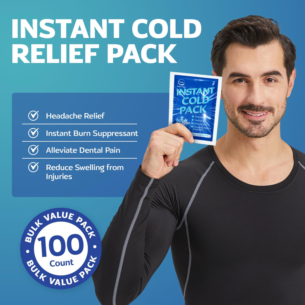 Instant Cold Pack - 100 Packs Disposable Ice Packs for Injuries, Pain Relief, Swelling, First Aid - 6x4.5in Cold Compress - Damaged Box