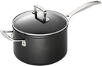 LE CREUSET Toughened Non-Stick Saucepan with Helper Handle & Glass Lid - 18cm Black Aluminium 51108180010302 - New