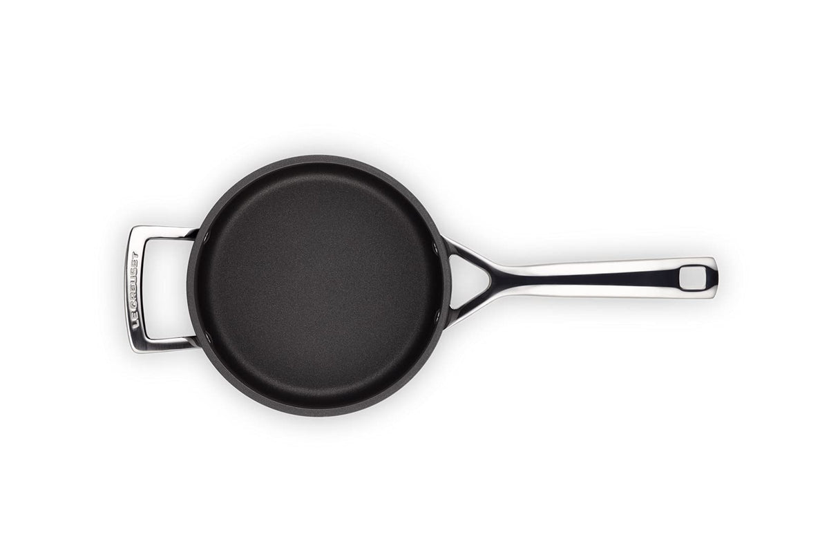 LE CREUSET Toughened Non-Stick Saucepan with Helper Handle & Glass Lid - 18cm Black Aluminium 51108180010302 - New