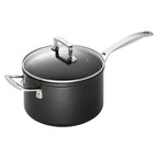 LE CREUSET Toughened Non-Stick Saucepan with Helper Handle & Glass Lid - 18cm Black Aluminium 51108180010302 - New