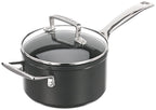LE CREUSET Toughened Non-Stick Saucepan with Helper Handle & Glass Lid - 18cm Black Aluminium 51108180010302 - New